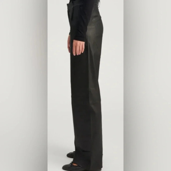 SPRWMN Leather Straight Leg Trousers Black Size Small - Picture 2 of 8